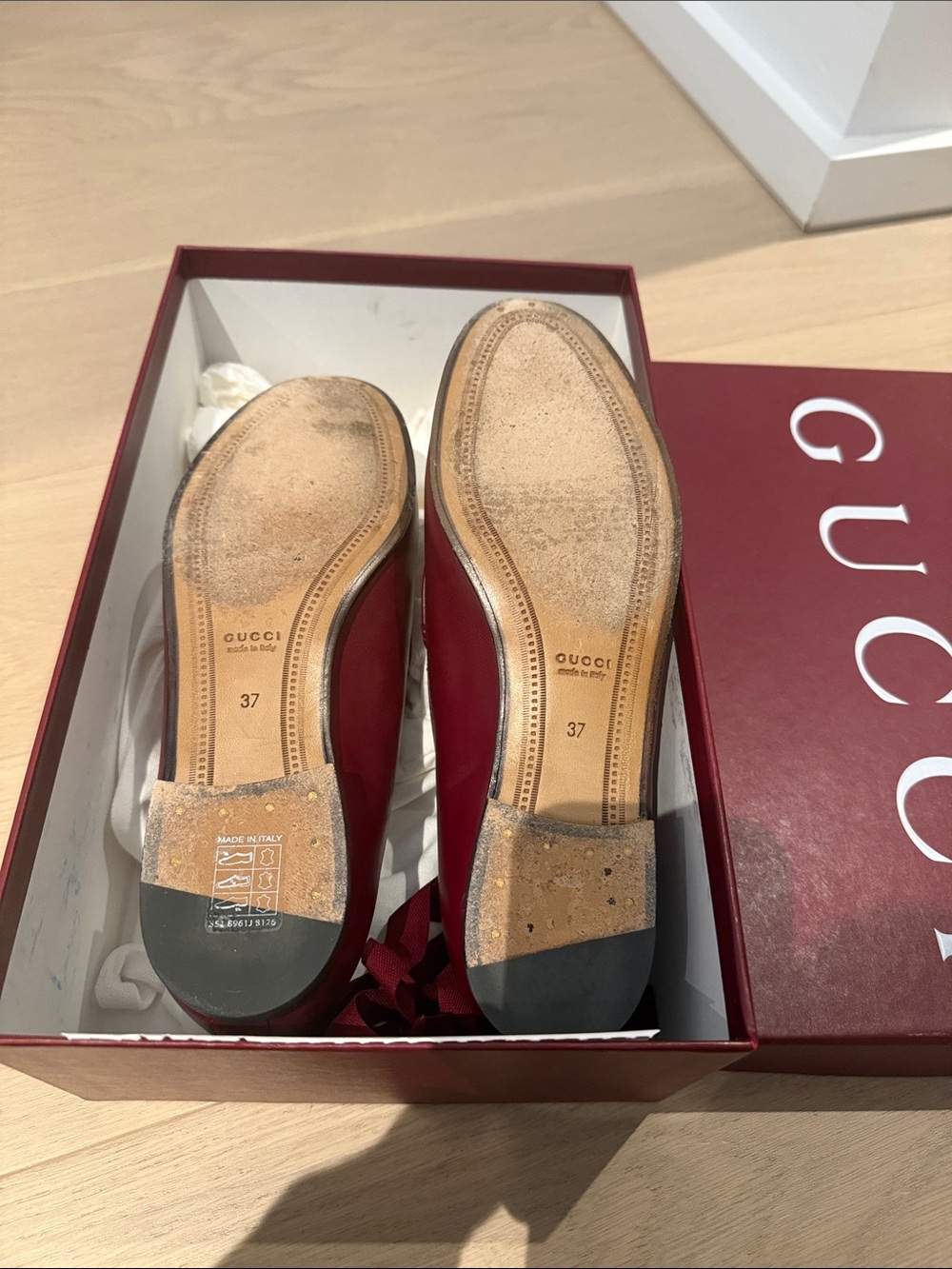 Gucci Jordaan horsebit-detailed leather loafers (rosso ancora/burgundy 37EU) - Picture 6 of 9